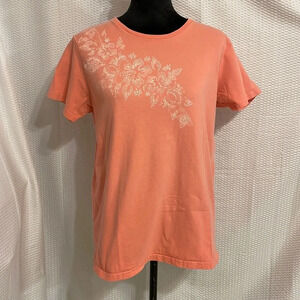 Columbia salmon colored tee with graphic flowers size XL